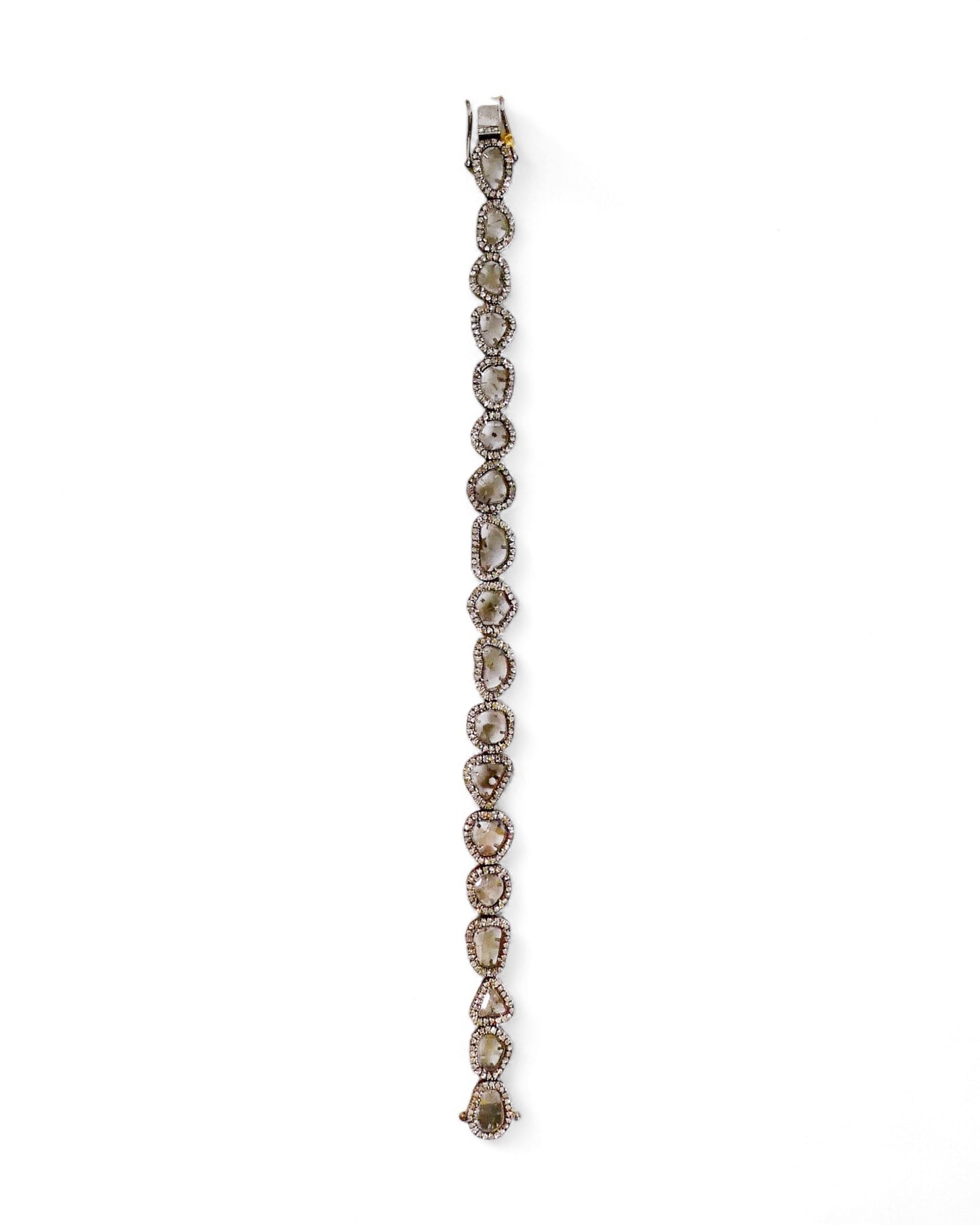 NEW Sliced Diamond Bracelet with Pavé Black Diamond Bezels