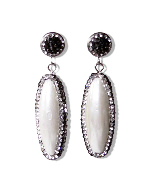 Long Crystal and Mother of Pearl Earrings