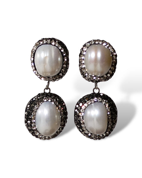 On-Sale Pearl & Crystal Drop Earrings