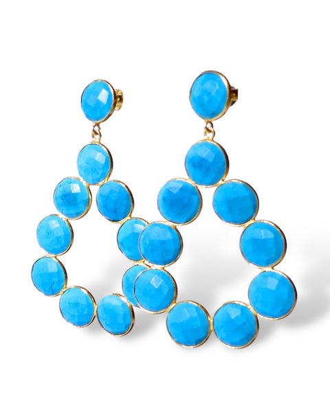 Natural Turquoise Coin Teardrop Earrings