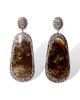 Brown Sapphire and Pave Diamond Drop Earrings