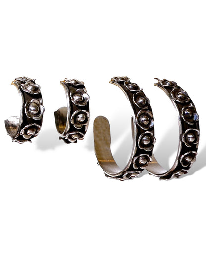 Floral Sterling Silver Hoops