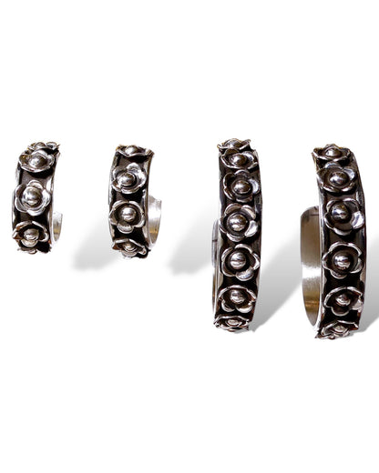 Floral Sterling Silver Hoops