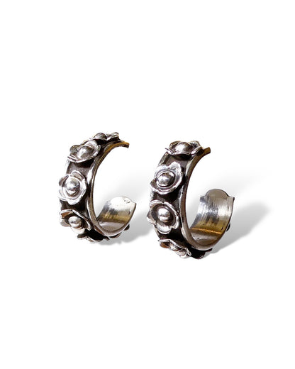 Floral Sterling Silver Hoops