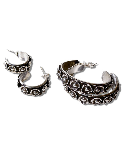 Floral Sterling Silver Hoops