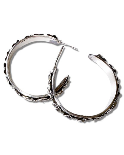 Floral Sterling Silver Hoops