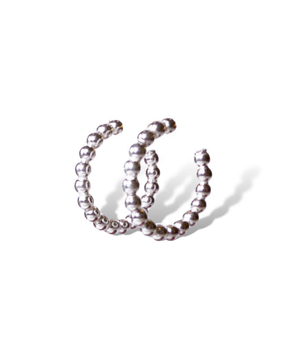 Sterling Silver Beaded Hoops