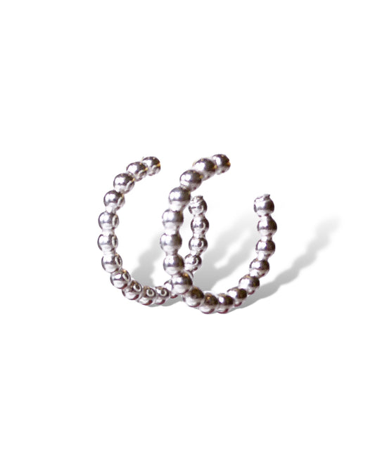 Sterling Silver Beaded Hoops