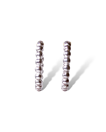 Sterling Silver Beaded Hoops
