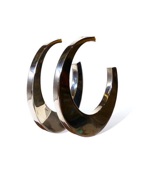 3D Sterling Silver Round Hoops