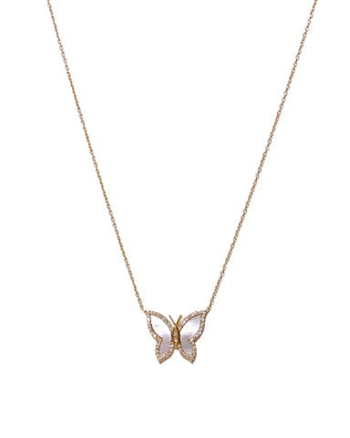 14K Gold Mother of Pearl Butterfly Necklace