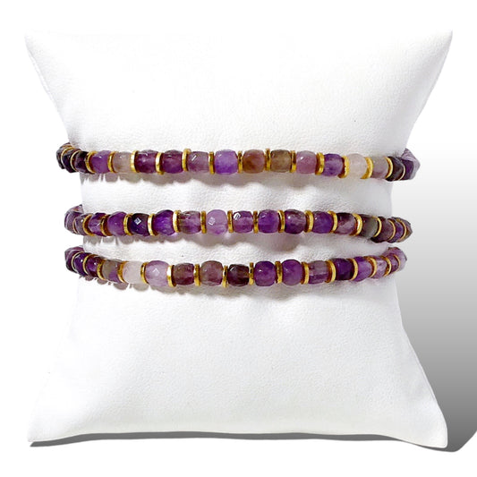 One Amethyst Natural Gemstone Bracelet
