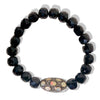 Square Gemstone Beaded Bracelets with Opal Centerpiece