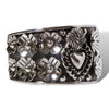 Sterling Silver Sacred Heart & Floral Cuff Bracelet