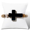Agate Mixed Beaded Bracelet with Onyx Cross Centerpiece