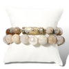 Mixed Neutral Gemstone Beaded Bracelet with Painted Centerpiece Bead