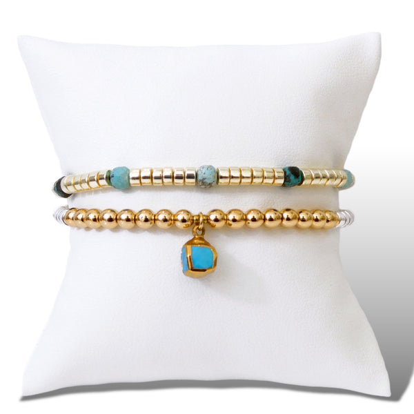 Turquoise Pyrite Bracelet Set