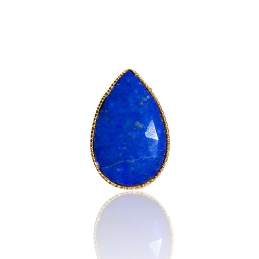Natural Lapis Lazuli Teardrop Ring