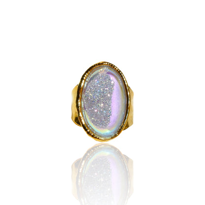 Sparkling Aura Quartz Druzy Ring
