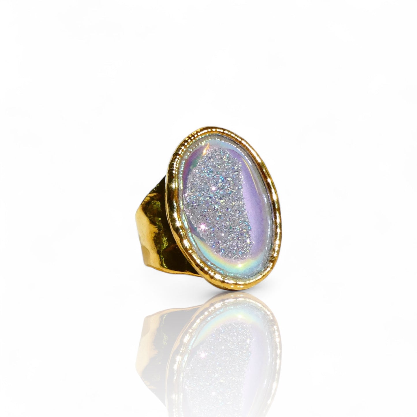 Sparkling Aura Quartz Druzy Ring