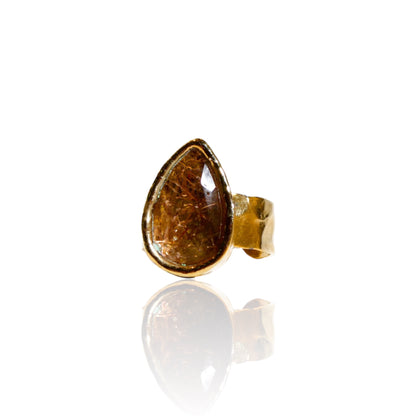 Rutilated Quartz Teardrop Ring