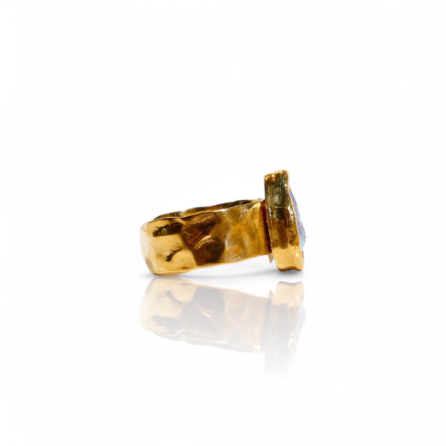 Small Aura Quartz Teardrop Druzy Ring