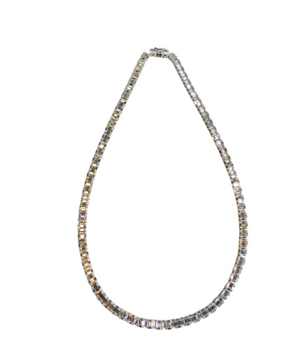 Baguette-Cut Moissanite Tennis Necklace 925 Sterling Silver