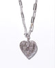 Pave Diamond Filigree Heart Pendant on Paperclip Chain Necklace