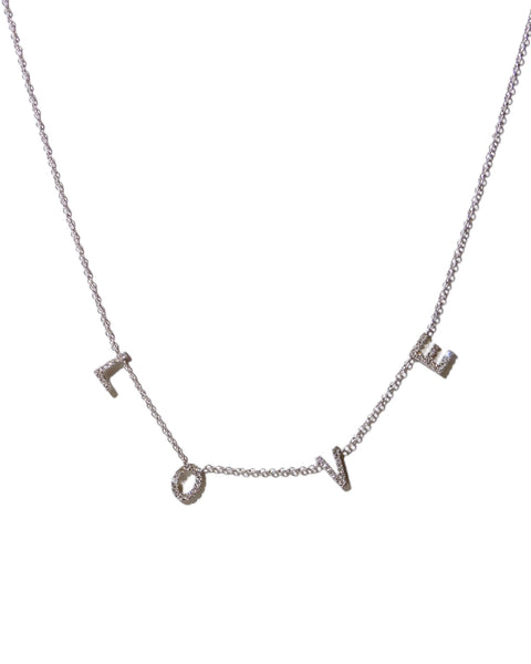 14K White Gold Love Necklace