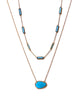 14K Gold Natural Turquoise Pave Necklace