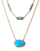 14K Gold Natural Turquoise Pave Necklace