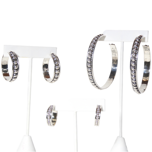 Sterling Silver Ball Hoop Earrings