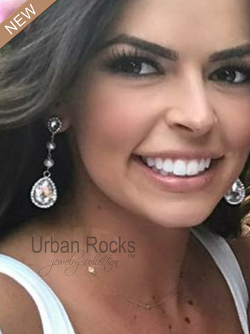 Beautiful Drop White  Rock Crystal & Barque Pearl Earrings