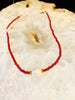 ON SALE-Choker Beaded Necklaces with Baroque Pearl Center Piece