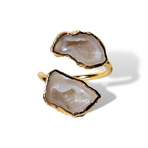 Gold Double Druzy Ring
