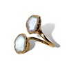 Gold Double White Druzy Ring