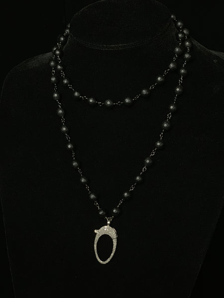 Matted Onyx Necklace with Black Diamond Clasp
