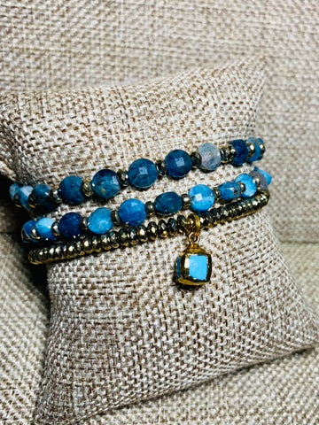 Blue Sapphire little stacking bracelets plus turquoise