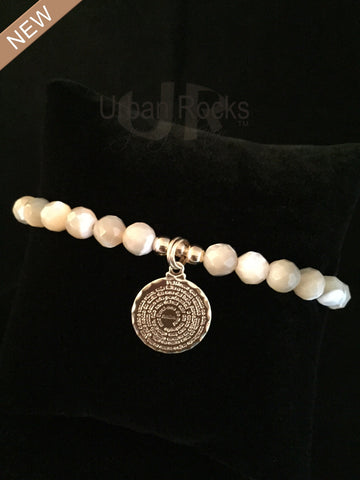 Mother of Pearl Dime Size Lord's Prayer Bracelet