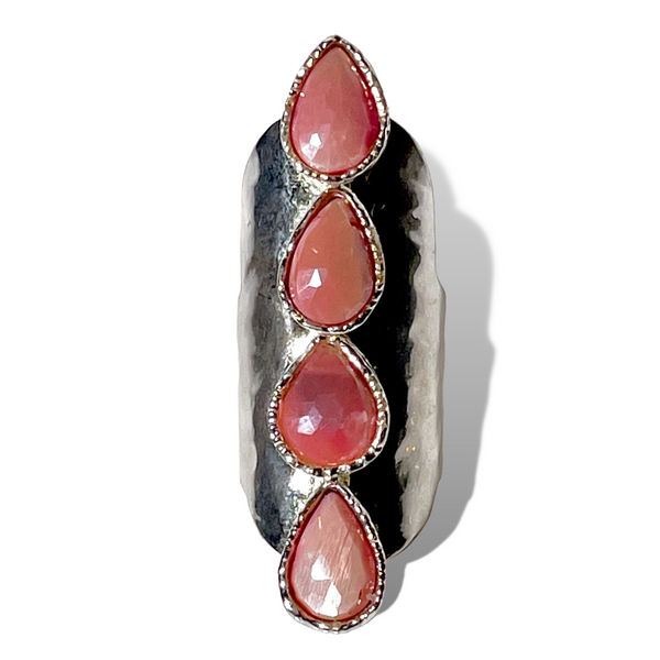 Light Pink Opal Four Teardrop Ring