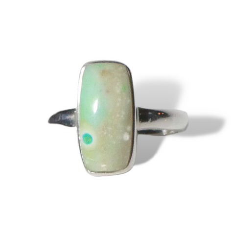 Rectangular Opal Sterling Silver Ring