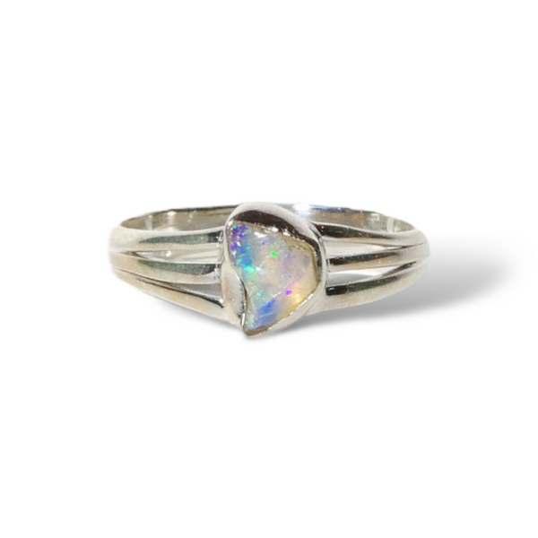 Rough Cut Opal Sterling Silver Ring
