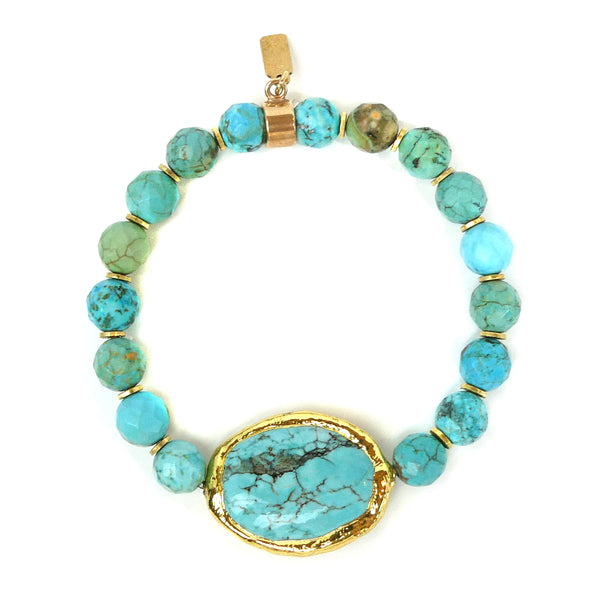 Mixed Turquoise Natural Gemstone Bracelet with Turquoise Connector