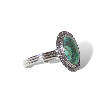 Turquoise Oval Cuff in Sterling Silver
