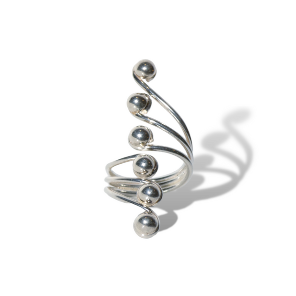 Sterling Silver Ball Flourish Ring