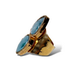 Gold Aquamarine Double Teardrop Ring