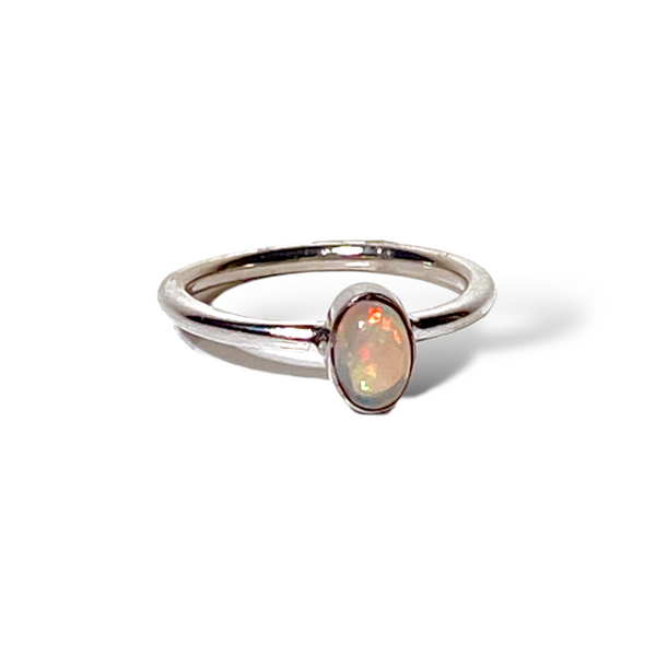 Oval Opal Sterling Silver Ring
