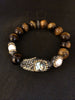 Tigers Eye and Abalone with Freshwater Baroque Pearls Bracelet