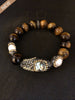 Tigers Eye and Abalone with Freshwater Baroque Pearls Bracelet
