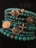 Turquoise Bracelet and Hematite and Rhodium Cross